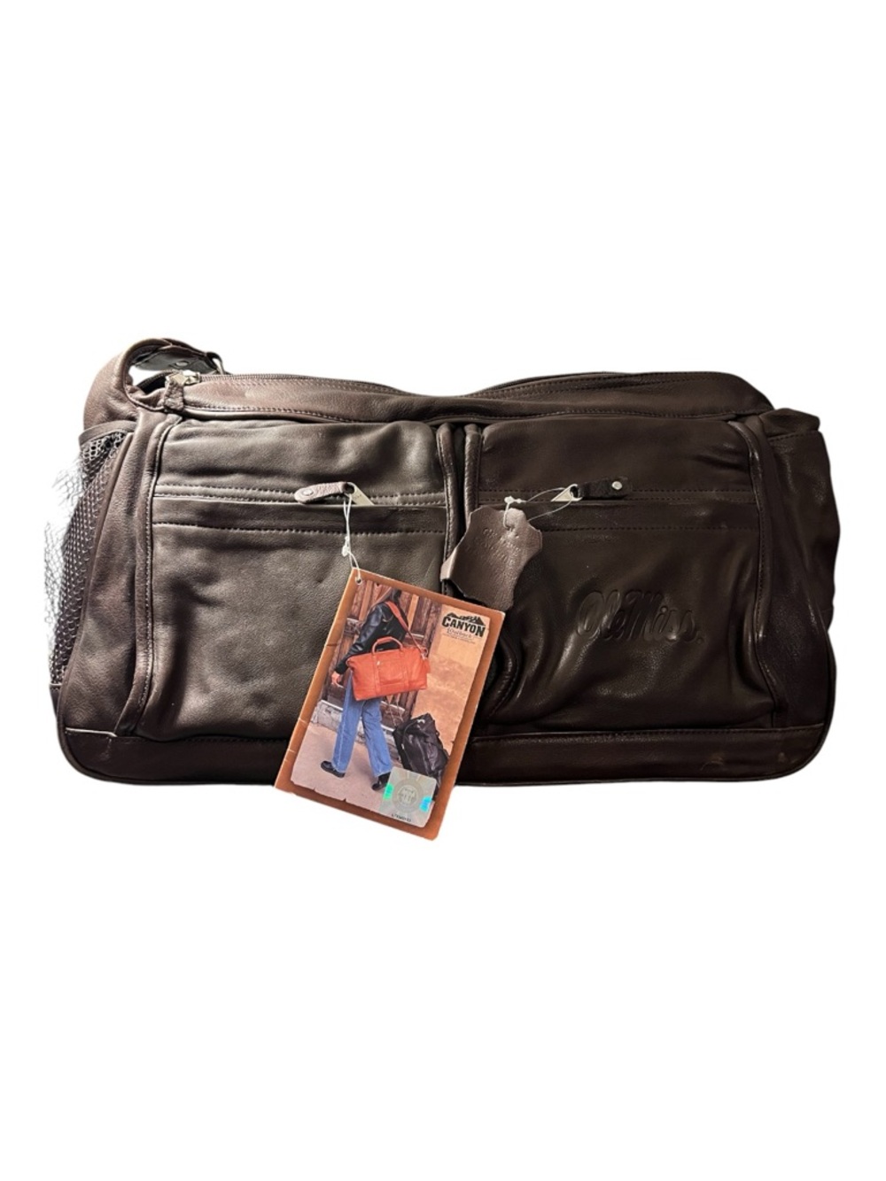 Canyon Outback Ole Miss Dark Brown Leather Duffel with Front Pockets